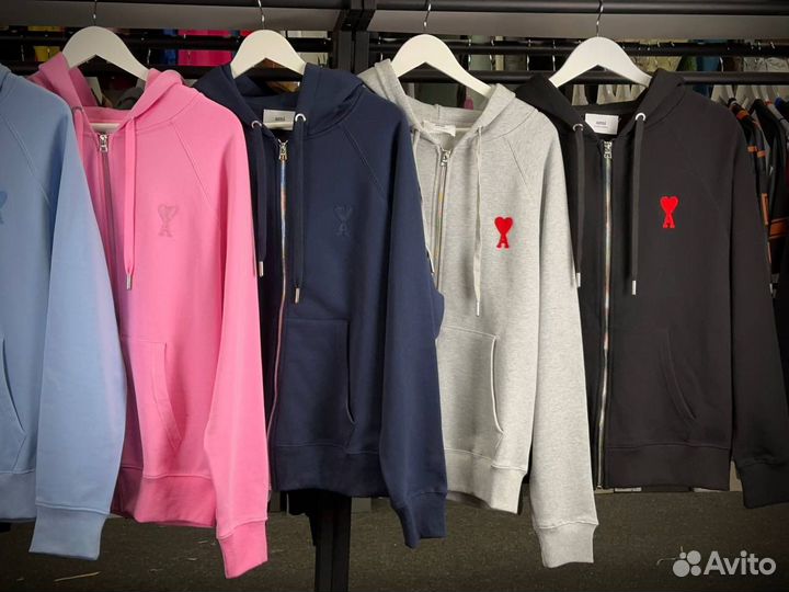 Зип худи ami paris розовая