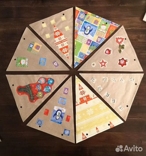 Гирлянда флажков из крафт-бумаги новогодняя