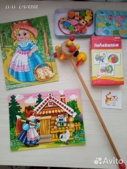 Развивающие деревянные игры+ пазлы 0-3 года