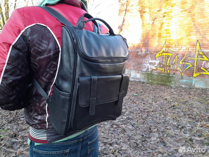 Рюкзак мужской натуральная кожа большой городской