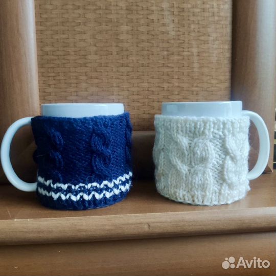 Кружка с вязанным чехлом, в подарок, ручная работа