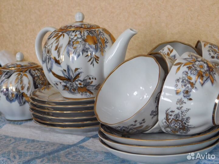 Чайный сервиз лфз Отражение красное клеймо