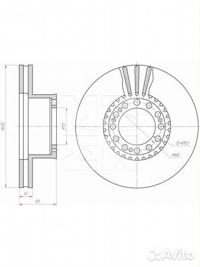 Диск тормозной MAN TGA 433х45х130 (81508030040) M2
