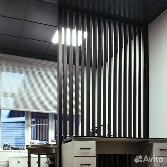 Перегородка из реек для офиса, салона
