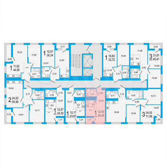 3-к. квартира, 71,1 м², 19/22 эт.