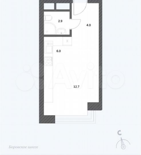 Квартира-студия, 25,6 м², 6/22 эт.