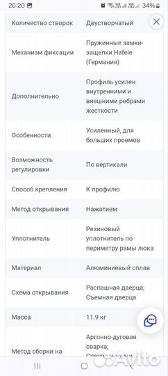 Люк под покраску Мега-Мастер Элит II, 1300*800