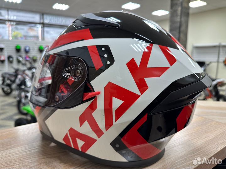 Шлем интеграл ataki JK316 Pattern красный\белый