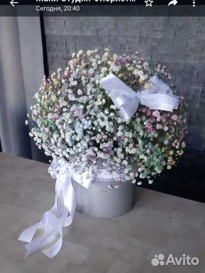 Коробки с цветной гипсофилы