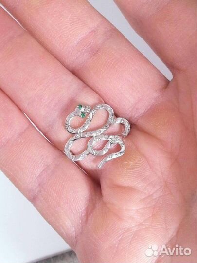 Серебряное кольцо Змея, 925 проба, 18,5 размер
