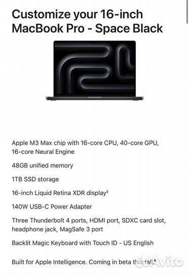 Macbook Pro 16 M3 Max 48gb 1tb Space Black новый