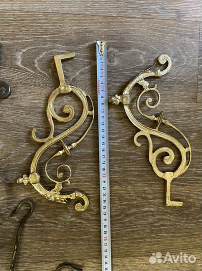 Латунные крепежи подвесы 19 века 11 штук