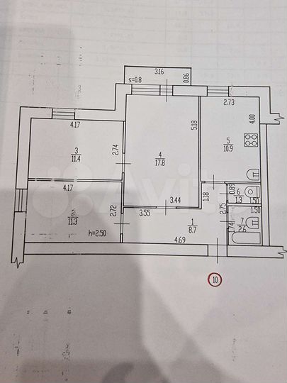 3-к. квартира, 68 м², 3/3 эт.