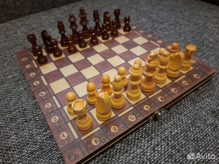 Шахматы Шашки Нарды 3в1, Размер 29х29