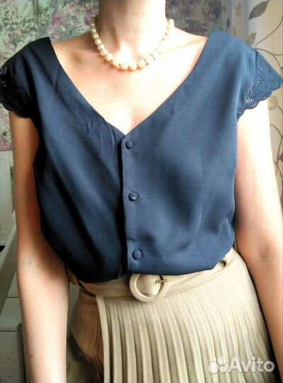 Блуза shein под винтаж, с открытой спиной, 46