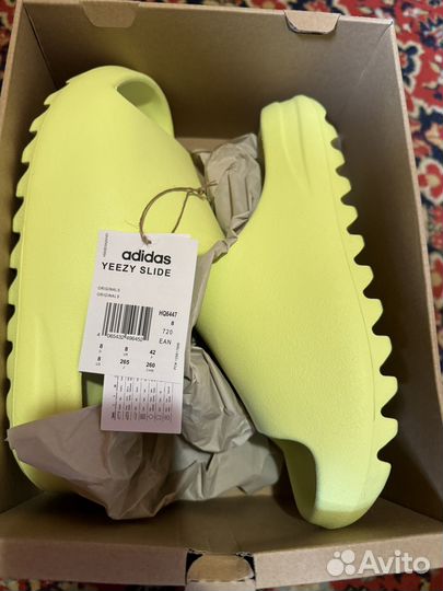 Тапки adidas yeezy slide Glow Green оригинал 42