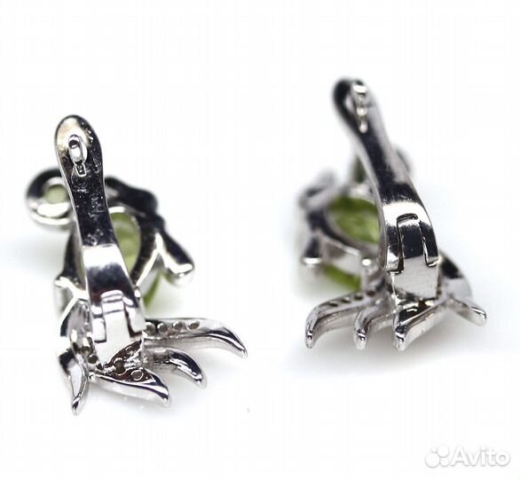 Серьги серебро перидот С299