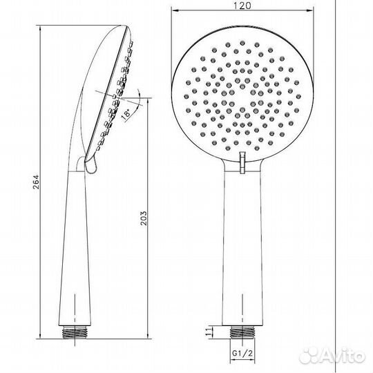 Душевая лейка AltroBagno HS 070802 Cr