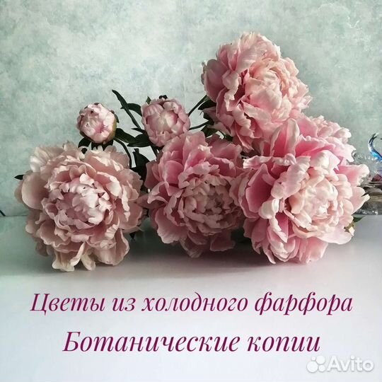 Пионы. Цветы из полимерной глины холодный фарфор