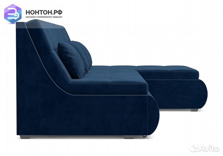 Угловой диван дельфин Дубай велюр темно-синий
