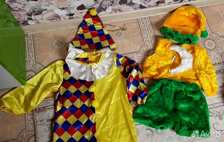 Новогодний детский костюм гнома и клоуна