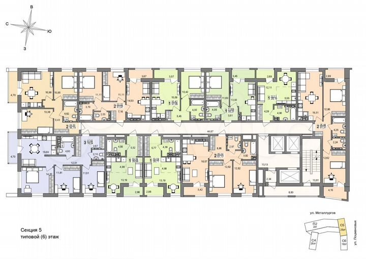 2-к. квартира, 60,7 м², 13/26 эт.