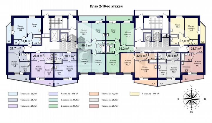 Квартира-студия, 28,8 м², 10/16 эт.