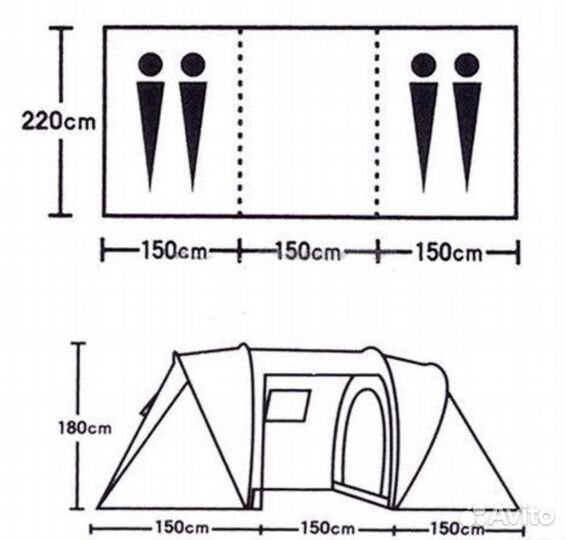 Палатка с тамбуром двухкомнатная