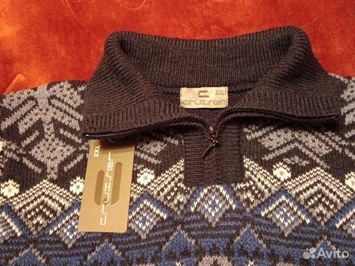 Свитер мужской с короткой молнией