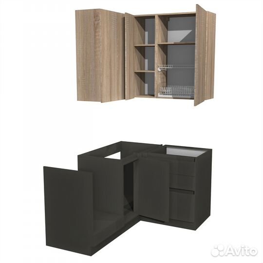 Угловой кухонный гарнитур Бостон 120х160 Дуб-соном