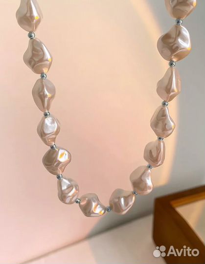 Бусы Колье Чокер Жемчуг Барочный (имитация )