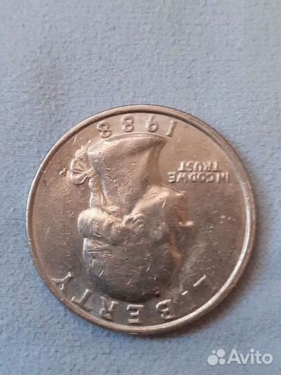 Монета quarter dollar liberty 1988