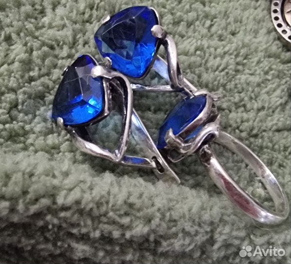 Серебряные серьги и кольцо 925