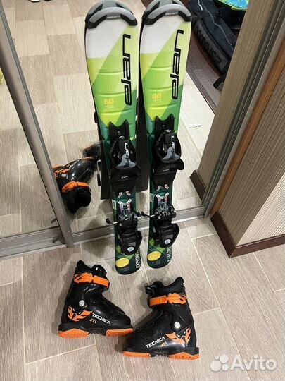 Горные лыжи 80 и ботинки детские 17