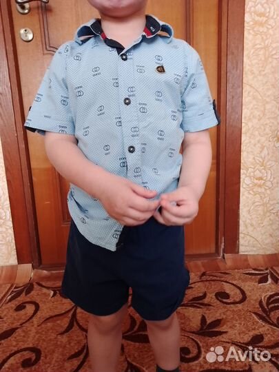 Рубашка на мальчика с коротким рукавом рост 98