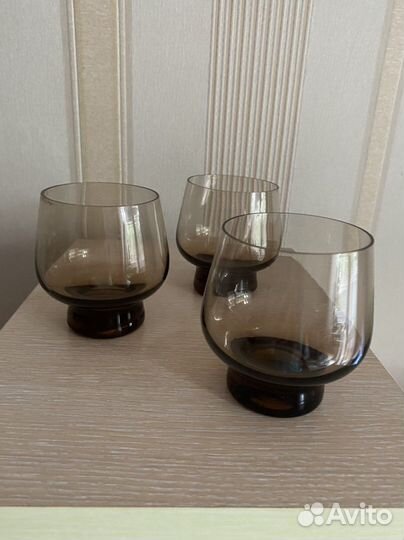 Стакан бокал цветное стекло СССР 3 штуки