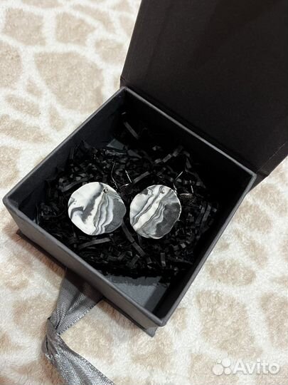 Серьги фарфор, серебро новые в коробочке