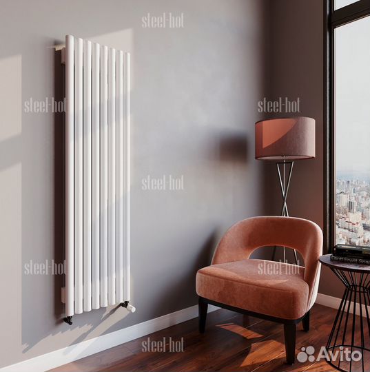 Вертикальный дизайнерский радиатор Steel-Hot от за