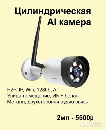 Камеры видеонаблюдения P2P IP wifi AI