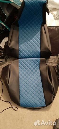 Чехлы ваз 2107 экокожа синий ромб