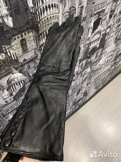 Перчатки женские кожаные с мехом