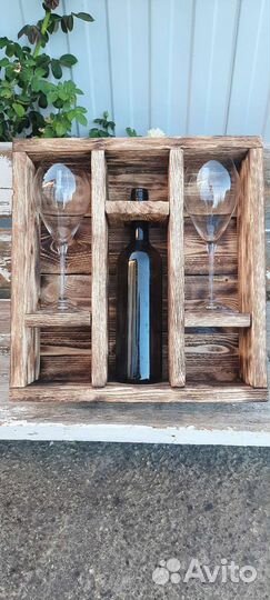 Подарочный ящик для вина и бокалов