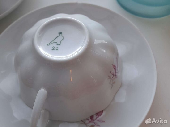 Фарфор Дулево чайные пары тарелочка сирень