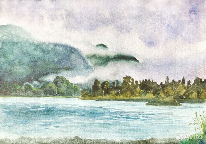 Картина Горный Алтай Акварелью 21х30см