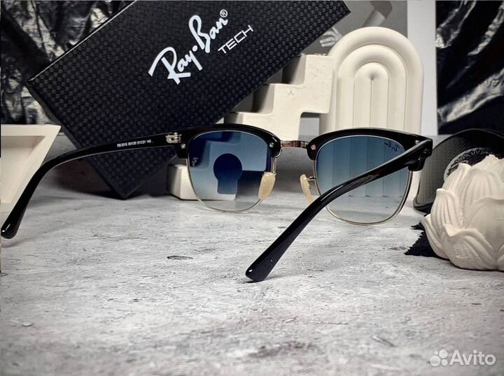 Очки Ray Ban Clubmaster серебристые