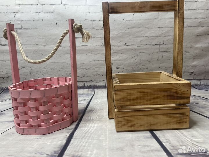 Деревянные корзинки для цветов или подарков