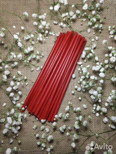 Красная восковая свеча №80