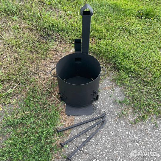 Казан чугунный 12л, печка + шумовка + половник