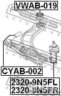 Опора шаровая передняя нижняя левая