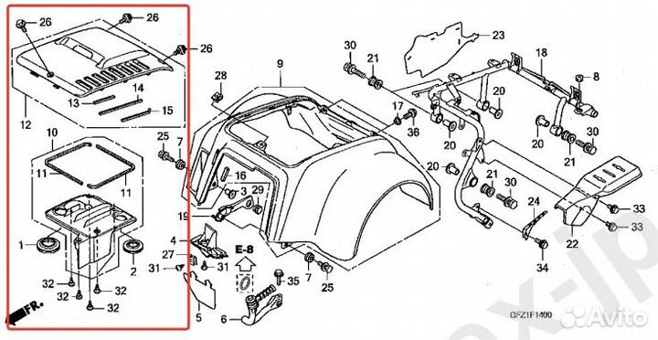 Крышка воздушного фильтра Honda Gyro Canopy 4T Б/У